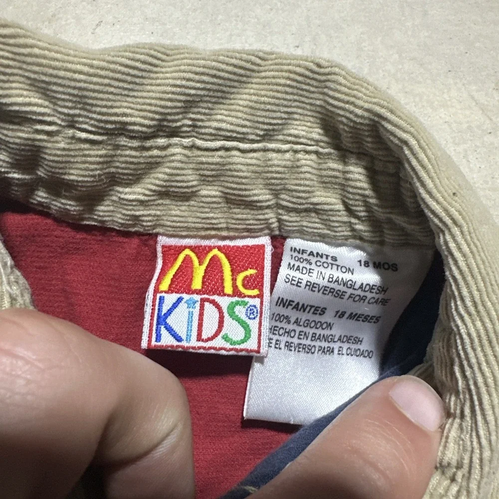 Vintage 90's McKids Baby's 18M Button Up Shirt Red/Green/Yellow Boys Casual